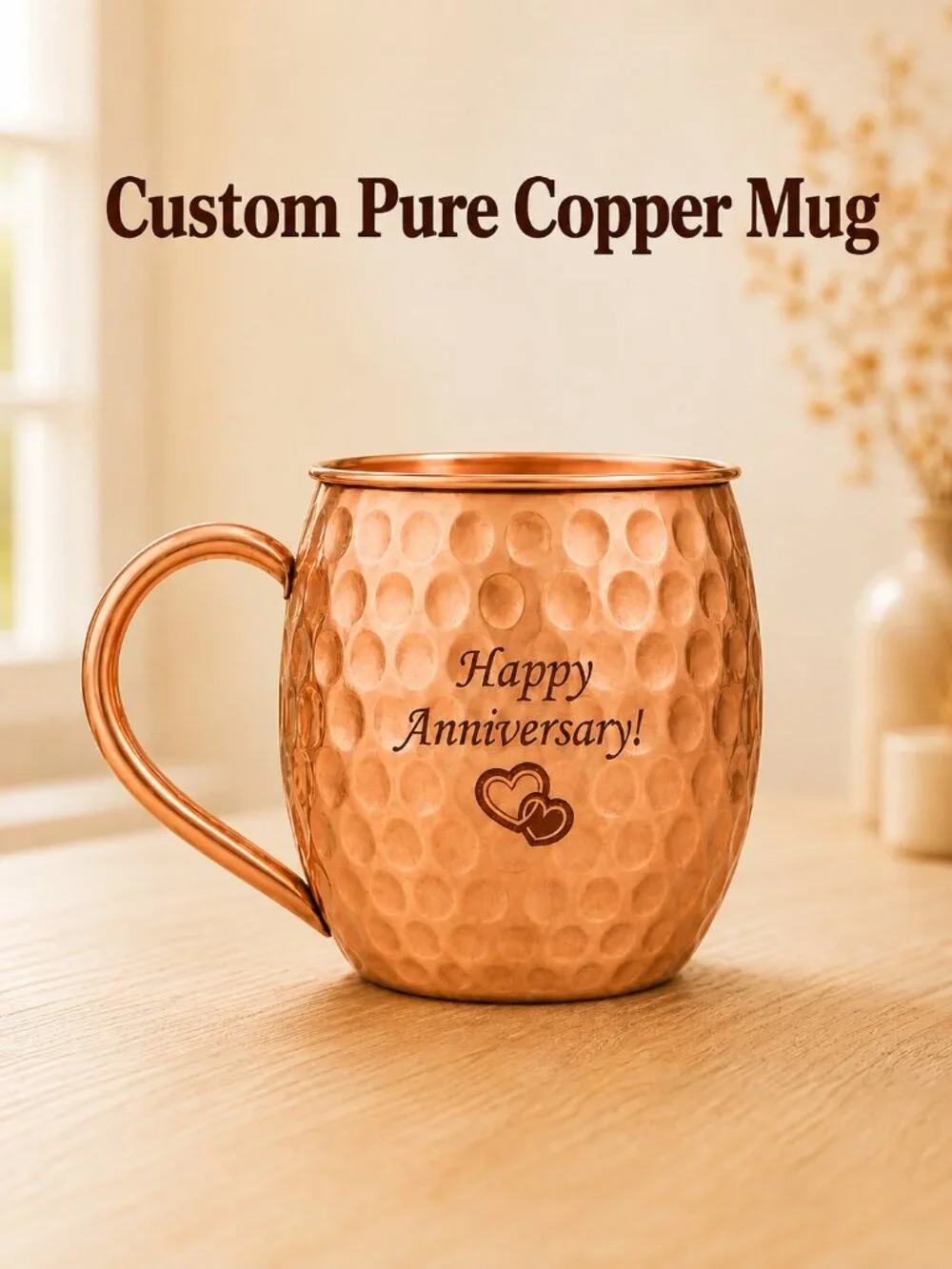 Custom Engraved Pure Copper Moscow Mule Mug 16 oz Personalized Gift